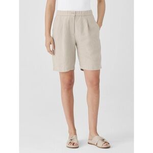 Eileen Fisher Easy Fit Organic Linen Shorts in Short Length Undyed Natural XL